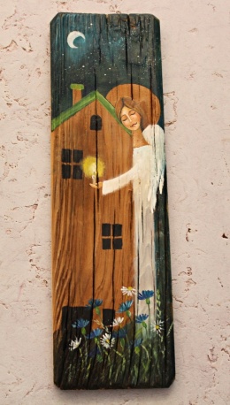 Deska Retro Anioł opiekun domu nr 2 dł. 40 cm x szer. 12 cm