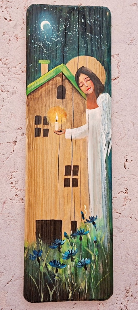 Deska Retro Anioł opiekun domu nr 3 dł.40cm x szer.12cm