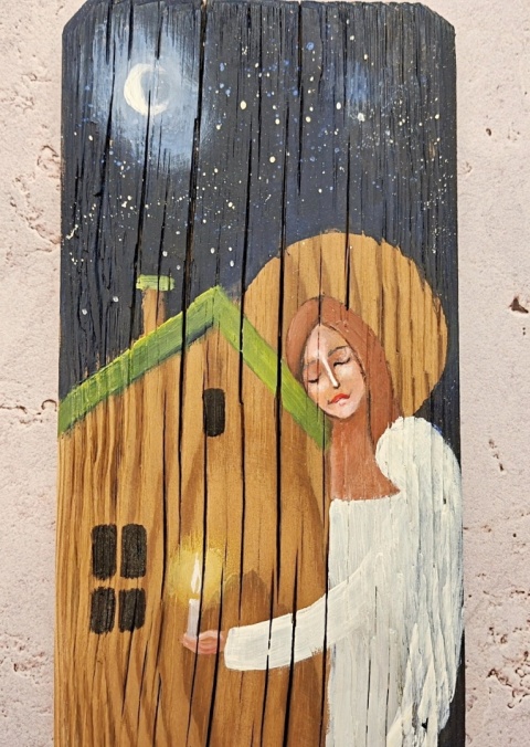 Deska Retro Anioł opiekun domu nr 8 dł.40cm x szer.12cm