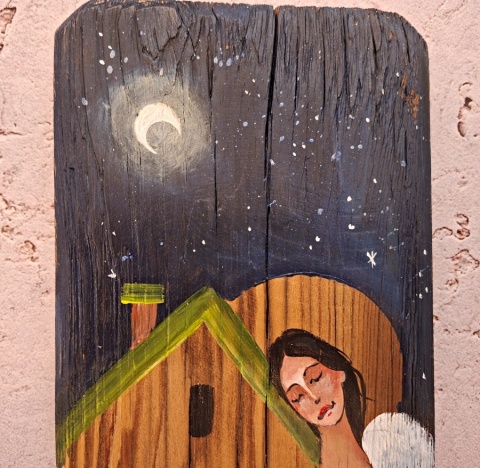 Deska Retro Anioł opiekun domu nr 9 dł.40cm x szer.12cm
