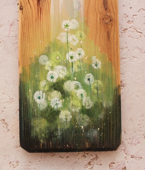 Deska Retro Anioł w dmuchawcach dł.40cm x szer. 12 cm