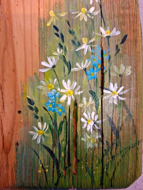 Deska Retro Anioł w kwiatach dł.40cm x szer.12cm