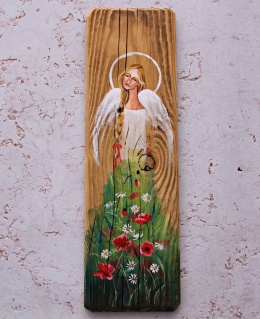 Deska Retro Anioł w makach nr 1 dł. 40 cm x szer. 12 cm