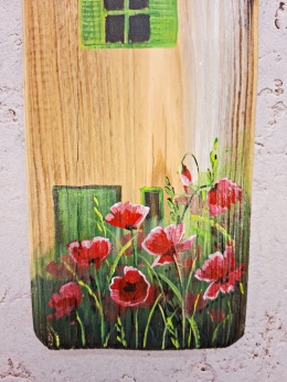 Deska Retro Anioł w makach nr 1 dł.40cm x szer.12cm