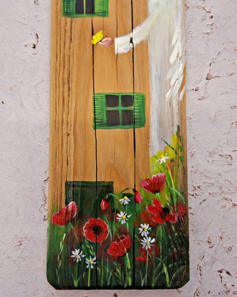 Deska Retro Anioł w makach nr 3 dł.40cm x szer.12cm