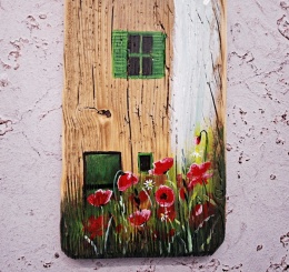 Deska Retro Anioł w makach nr 7 dł.40cmxszer.12cm