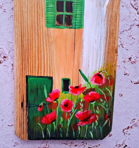 Deska Retro Anioł w makach nr 9 dł.40cm x szer.12cm