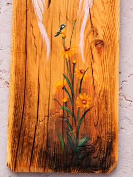 Deska Retro Anioł w rudbekiach nr 2 dł. 40 cm x szer. 12 cm