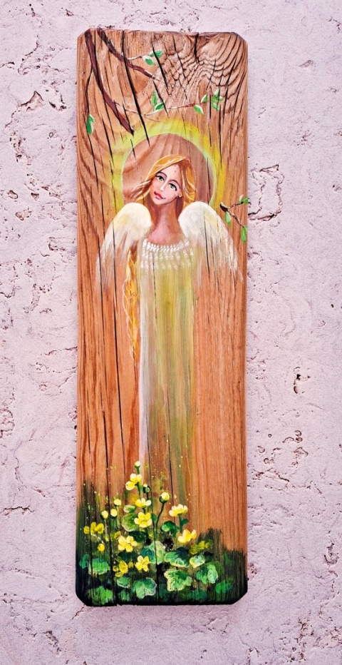 Deska Retro Anioł wiosenny dł. 40cmxszer.12cm