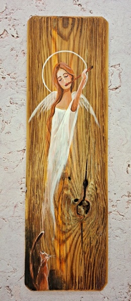 Deska Retro Anioł z kotem nr 1 dł.40cm x szer.12cm