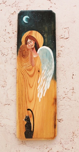 Deska Retro Anioł z kotem nr 11 dł. 40 cm x szer. 12 cm