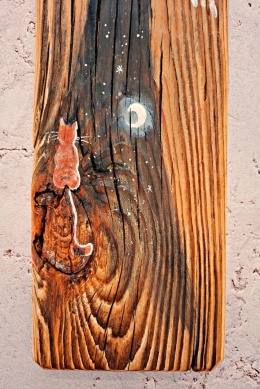 Deska Retro Anioł z kotem nr 2 dł.40cm x szer.12cm