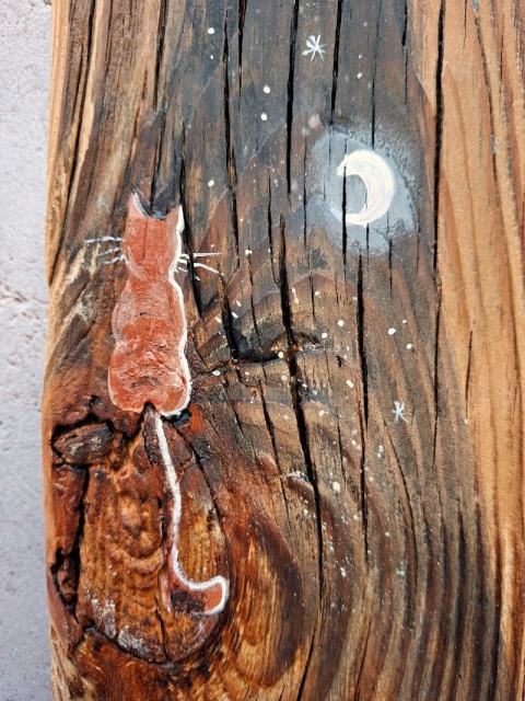 Deska Retro Anioł z kotem nr 2 dł.40cm x szer.12cm