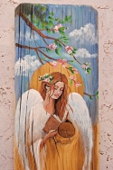 Deska Retro Anioł z książką nr 1 dł.40cm x szer.12cm