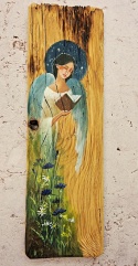Deska Retro Anioł z książką nr 3 dł.40cm x szer.12cm
