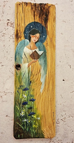 Deska Retro Anioł z książką nr 3 dł.40cm x szer.12cm