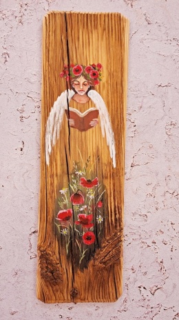 Deska Retro Anioł z książką nr 4 dł.40cm x szer.12cm