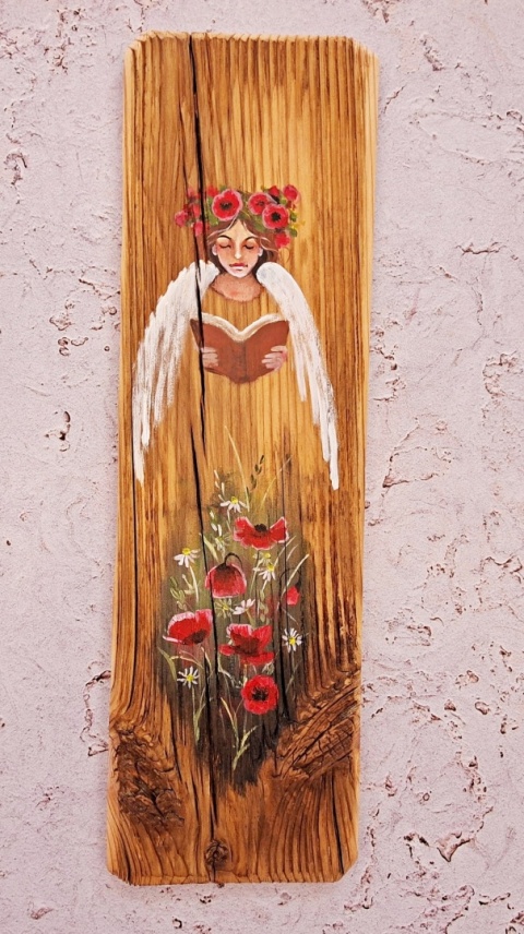 Deska Retro Anioł z książką nr 4 dł.40cm x szer.12cm