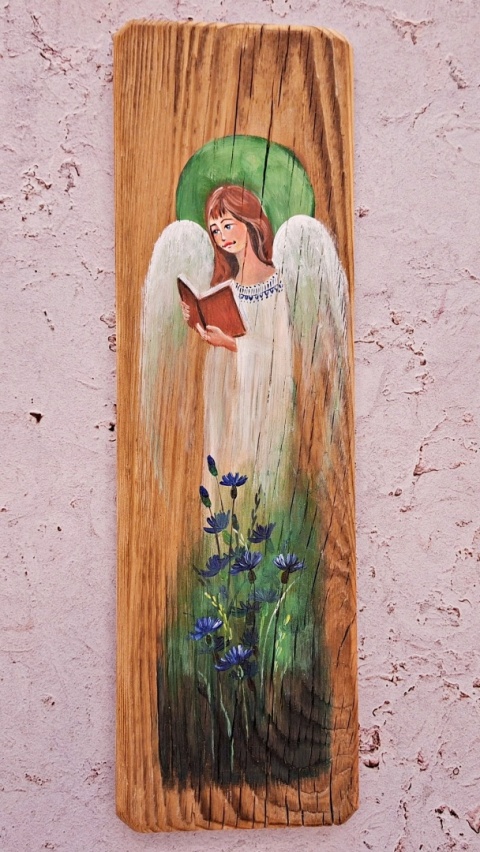 Deska Retro Anioł z książką nr 5 dł.40cm x szer.12cm