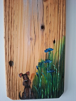 Deska Retro Anioł z pieskiem nr 2 dł.40cm x szer.12cm