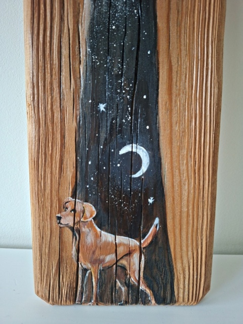 Deska Retro Anioł z pieskiem nr 6 dł.40cm x szer.12cm