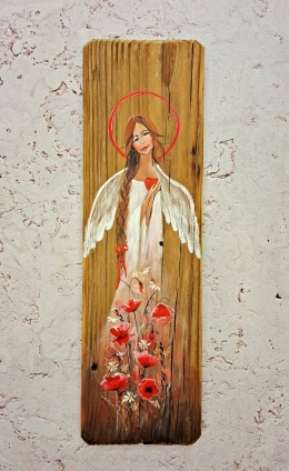 Deska Retro Anioł z sercem 1 dł.40cm x szer.12cm