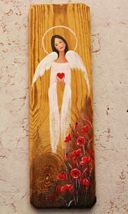 Deska Retro Anioł z sercem nr 1 dł. 40 cm x szer. 12 cm