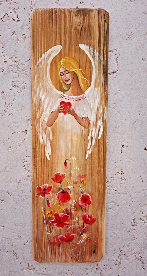 Deska Retro Anioł z sercem nr 3 dł.40cm x szer.12cm