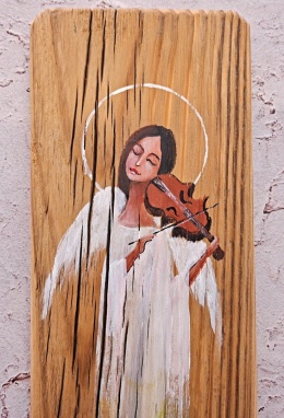 Deska Retro Anioł ze skrzypcami nr 2 dł.40cm x szer.12cm
