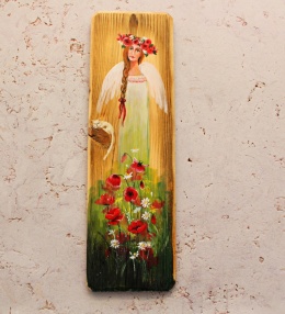 Deska Retro anioł z kotem nr 1 - dł.40cmxszer.12cm