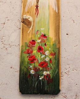 Deska Retro anioł z kotem nr 1 - dł.40cmxszer.12cm