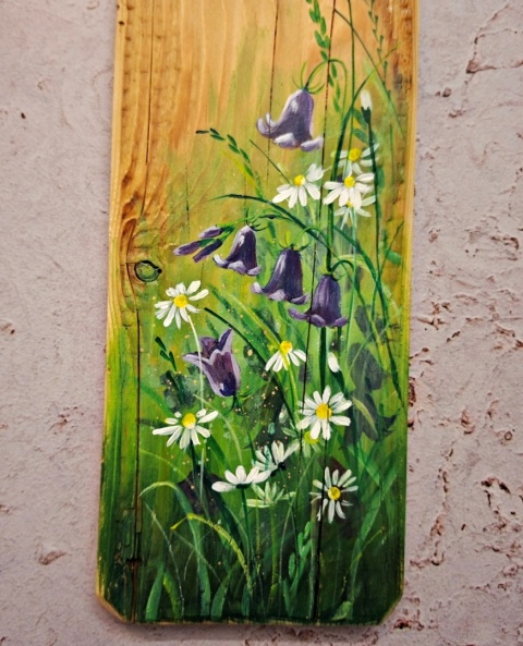 Obraz na desce kwiaty nr 1 dł.40cmxszer.12cm