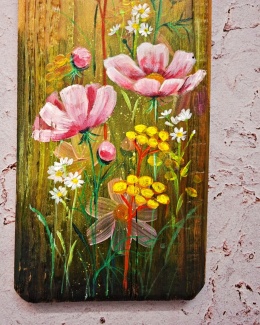 Obraz na desce kwiaty nr 2 dł.40cmxszer.12cm