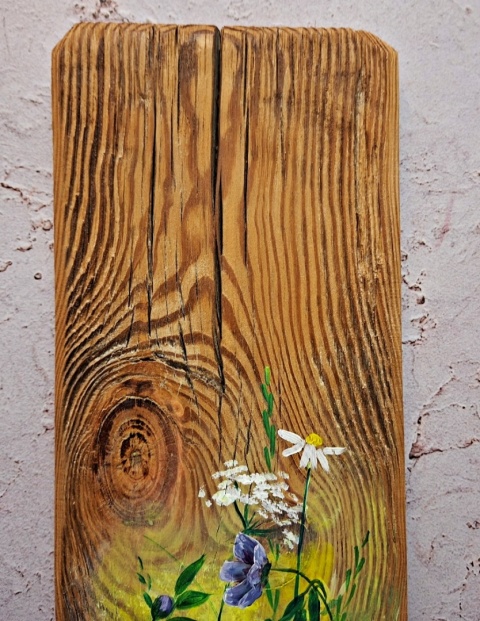 Obraz na desce kwiaty nr 3 dł.40cmxszer.12cm