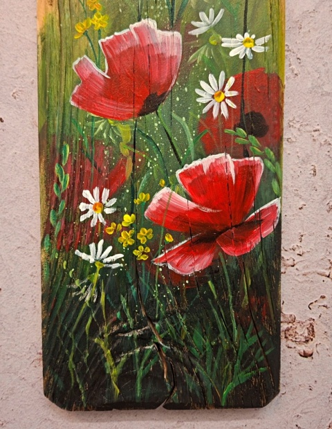 Obraz na desce kwiaty nr 4 dł.40cmxszer.12cm