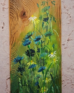 Obraz na desce kwiaty nr 5 dł.40cmxszer.12cm