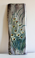 Obraz rumianki na desce sosnowej dł.49,5cmxszer.19cm