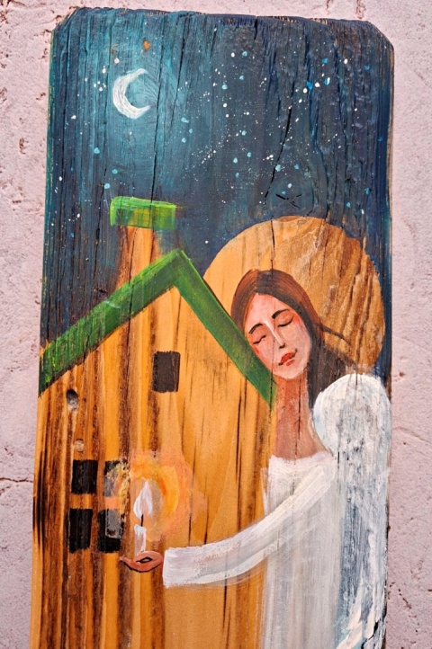 Deska Retro Anioł opiekun domu nr 2 dł. 40cm x szer.12cm